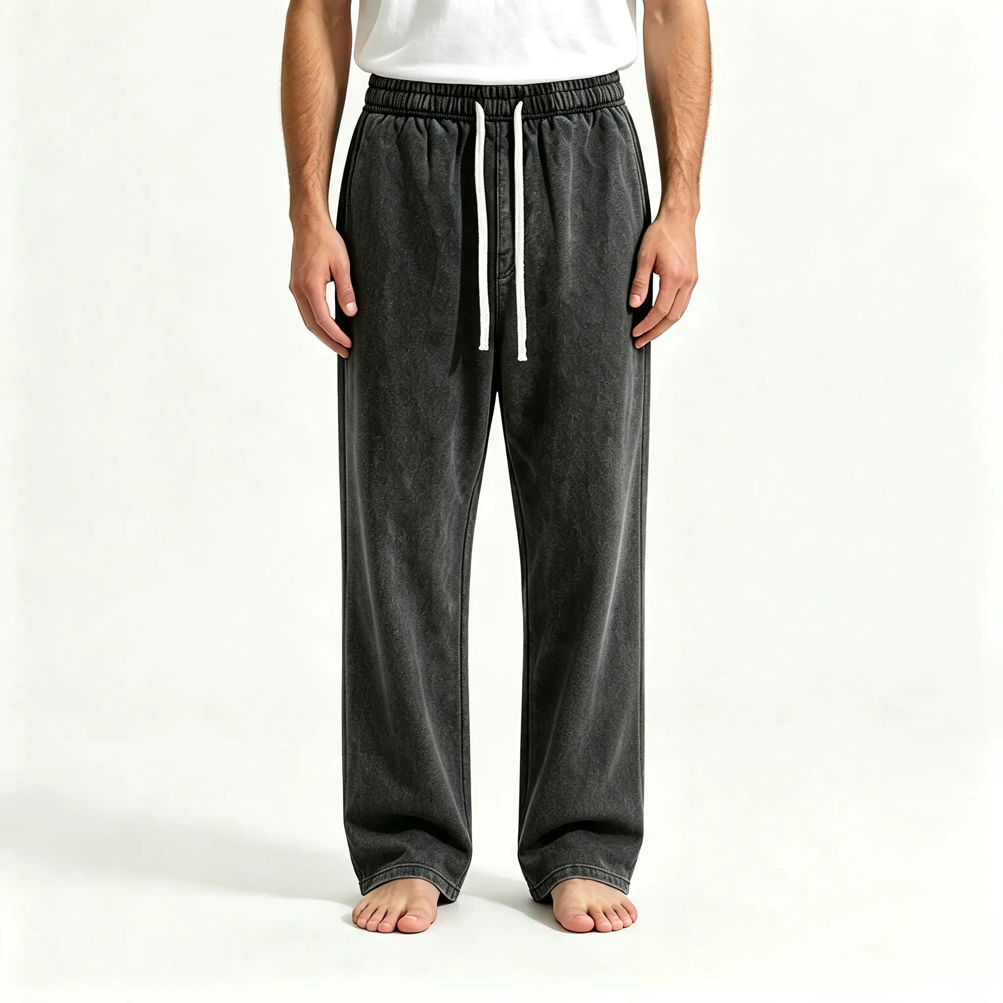 Men's Acid-Wash Plain Baggy Athletic Casual Pants - Menswear, Washable, Loose Fit, Unisex, All-Season, 7 Color Options