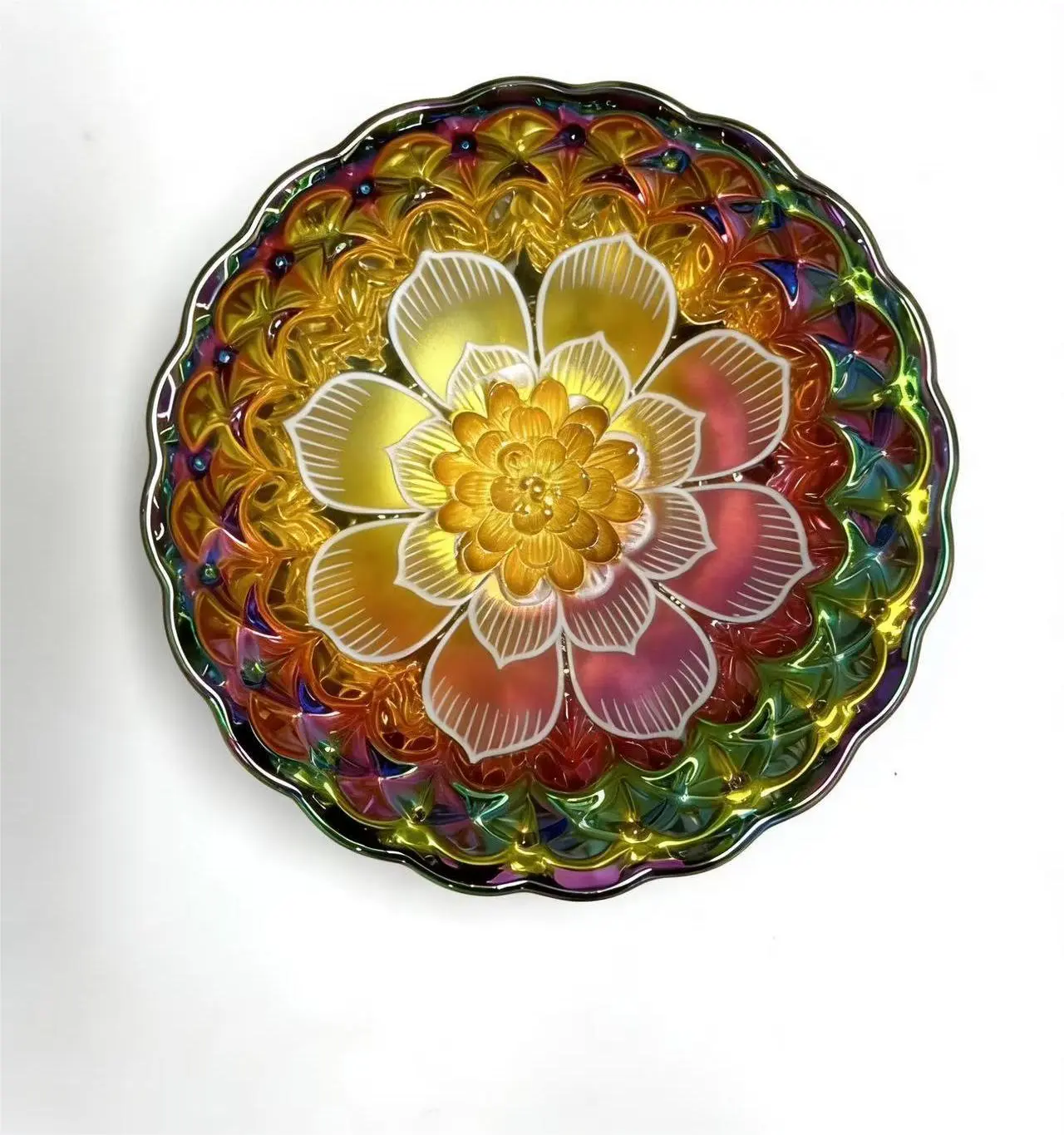 Iridescent Peony Pattern with Lotus Base Jianzhan | Rainbow Bloom Tea Cup, Chinese culture,High-temperature firing,Handcrafted ceramic cup,Wine Glass, Kung Fu Cup,Drinkware