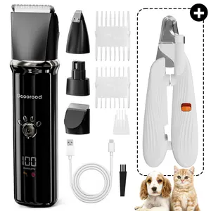 Geoorood Dog Clipper, Low Noise Dog Grooming Kit with Rechargeable Battery and LED Display, Cordless Electric Quiet Hair Clipper Set for Dogs, Cats, and Other Pets