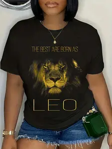100% Cotton Unisex The best are born as LEO proud like a lion tee man woman Round Neck Short Sleeve T-Shirt Women's Men Graphic Tee