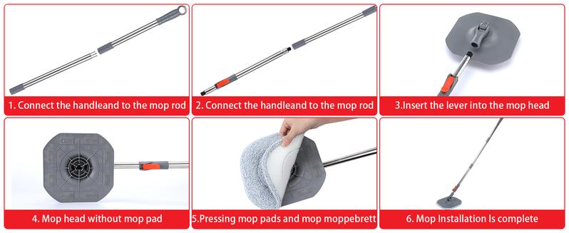 [2025 Upgraded] Spin Mop and Bucket System Set, Dirty & Clean Water Separation System, Adjustable 360° Rotating Mop-Head With Bucket & Mop Pad