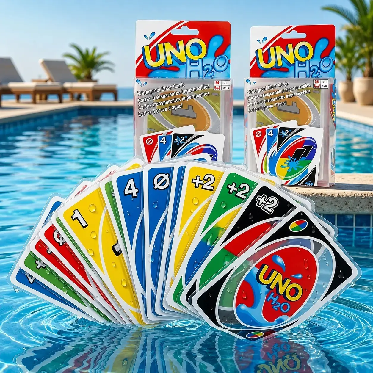 Card Games - Waterproof Clear UNO Plastic Playing Cards - for Swimming Pool, Beach Party, Camping & Travel - Fun Summer Gift for Family, Kids & Friends - 1 Deck Classic Set