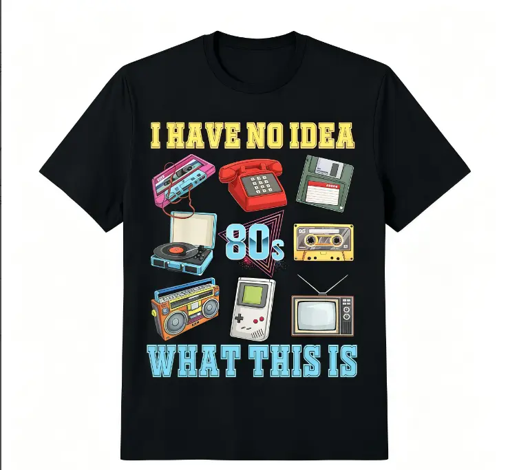 Men's 80s Bro Graphic Short-Sleeve Top - Unisex Funny Retro Tee, Soft Breathable Casual Streetwear, Ideal for Costume Parties, Birthday Gifts for 80s Lovers, Pairable with Sneakers, Shortsleeve, Tops, Tshirt, Classic, Stylish