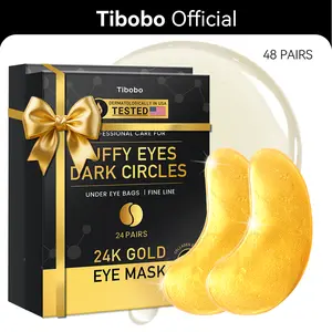 [Tibobo Official]24K Gold Collagen Eye Mask（48Pair） – Anti-Wrinkle & Firming Hydration – Under Eye Patches – 24K Gold & Collagen Infused