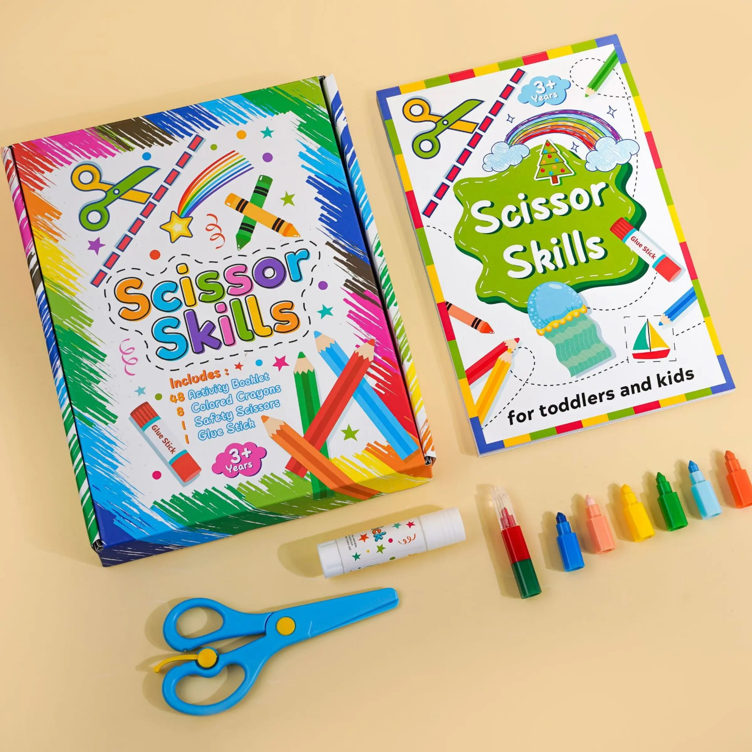 Fun Paper Cutting Coloring Book Set, DIY Handmade Stickers, Drawing & Painting, Educational Toy for Kids, Home Interaction Kit, Activity Books, Preschool Learning Book, Toddler Workbook