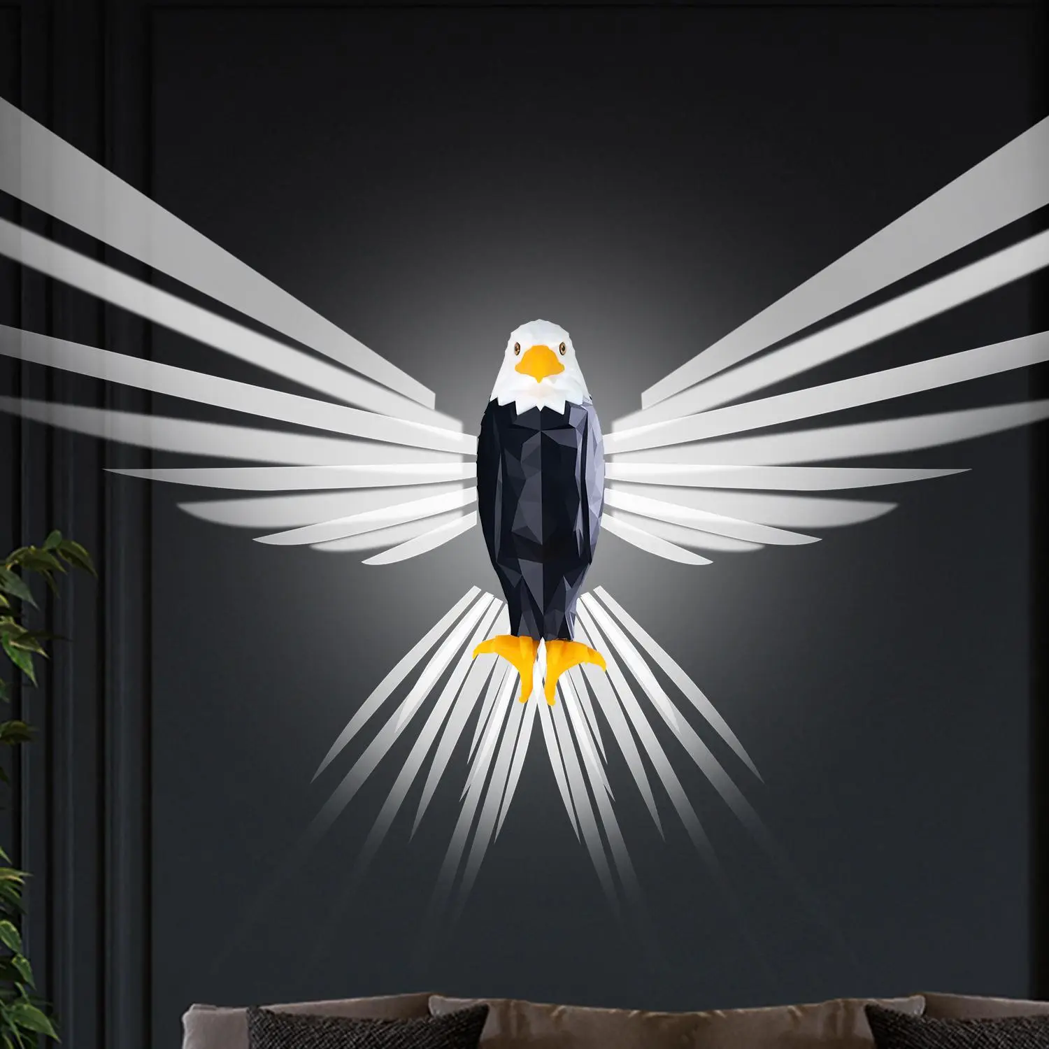 Eagle Wall Light LED Magnetic Night Lamp No Drill Easy Install USB Rechargeable Cool Room Decor