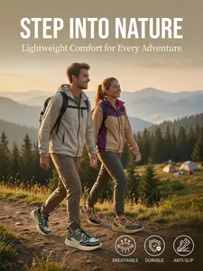 Women's Breathable Hiking Shoes, Lightweight Cushioned EVA Sole Casual Walking Sneakers, Quick Lace Up Outdoor Shoes