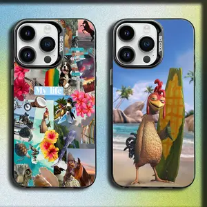 Chicken J-Joe Surf  Phone Case For iPhone 17,16,15,14,13,12,11,Mini,Pro,E,MAX Gray Matte Silicone Black Cover