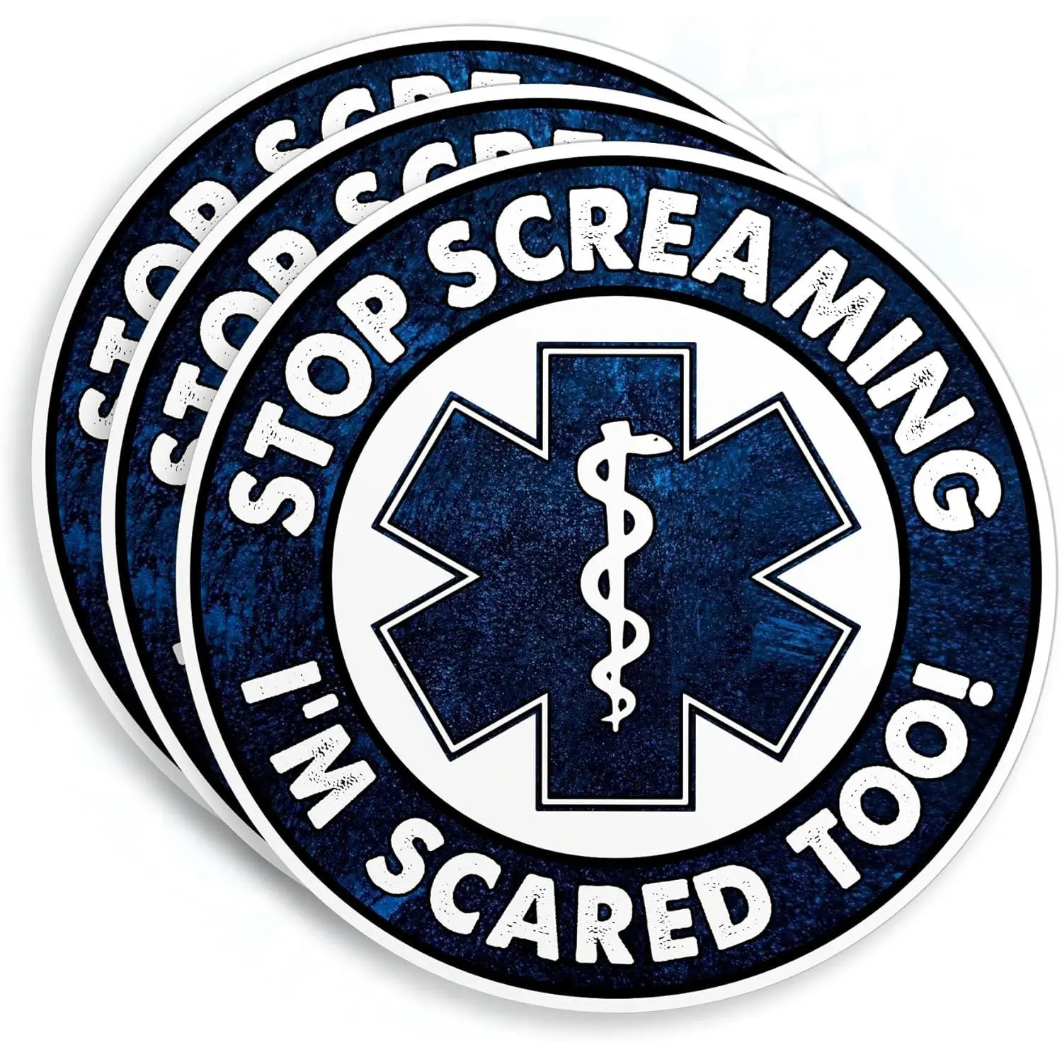 COMBO 3 PCS Stop Screaming I'm Scared Too Sticker, Funny EMS Medical EMT Rn Paramedic Doctor Vinyl Stickers for Water Bottle Laptop Skateboard Stuff