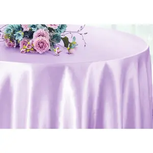 120" Seamless Round Heavy Duty Satin Tablecloth - Lavender (1pc)