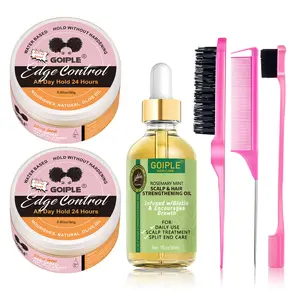 Edge Control Wax Set for Women Non-Greasy Strong Hold Smooth Edges with Haircare Gel and Styling Tools Organic Argan
