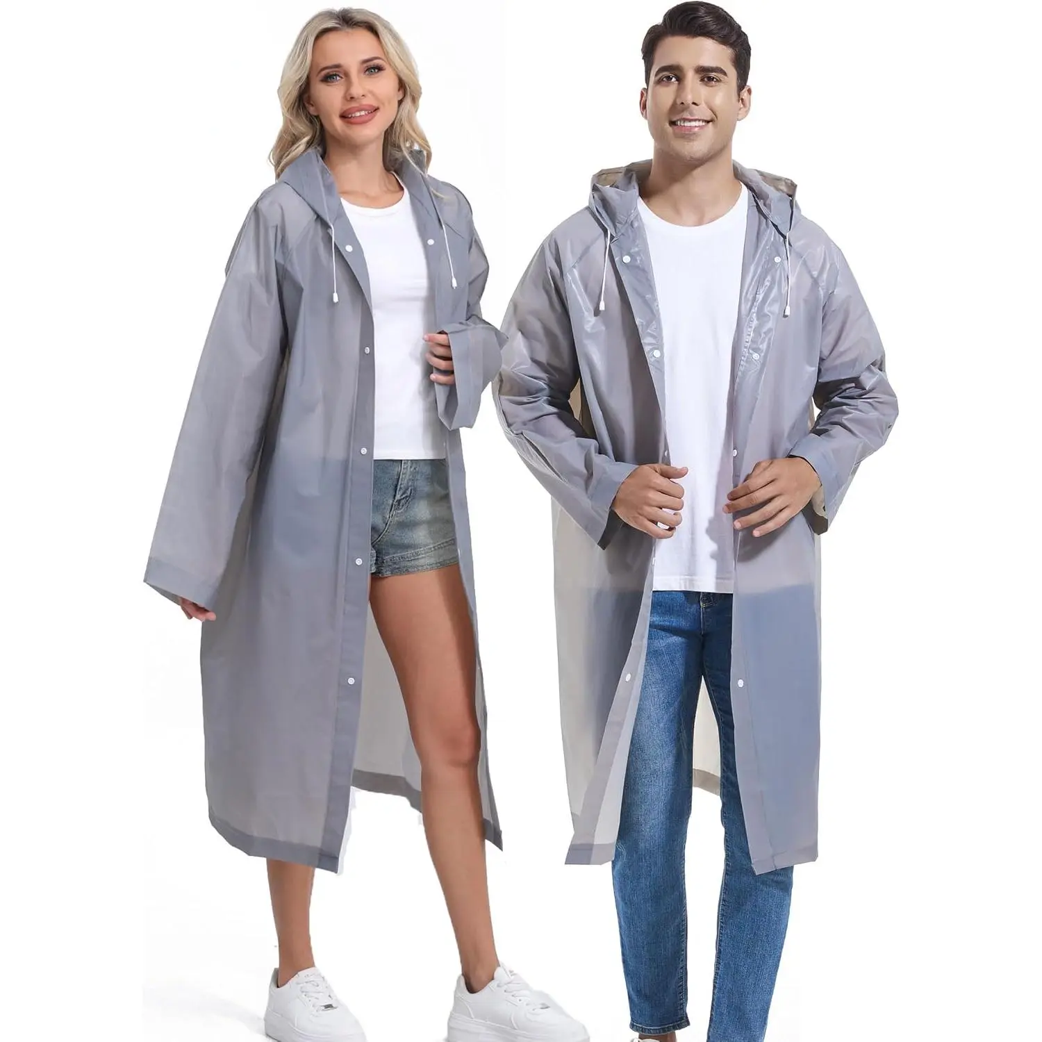 2PCS Rain Coats for Adults - Reusable Rain Jackets for Men & Women