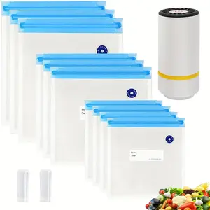 Lightweight vacuum sealing machine In 3 Sizes (5 8.5 "x 8", 5 11 "x 10", 5 13.5 "x 10") Vacuum Sealed Zipper Bag And 1 Pack Of Electric Pump, 3 In 1 Large, Medium, And Small Vacuum Zipper Bag For Storage