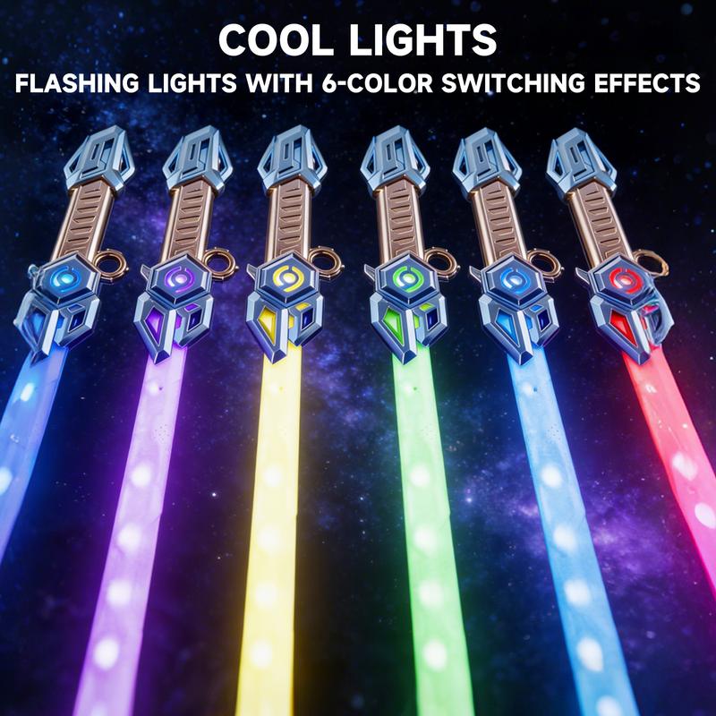 Retractable Light Up Sword With Sound Effects, Sci-fi Role Play Toy, Multiple Color Changing LED Lightsaber Swords, Extendable Spinning Light Saber, Props Weapon Perfect for Holiday and Birthday Gifts