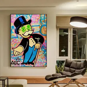 Alec Monopoly Graffiti Art Paintings On The Wall Art Posters,  Wall Picture For Living Room Decor Cuadros, Quality Paper 8x12 to 27x40inch