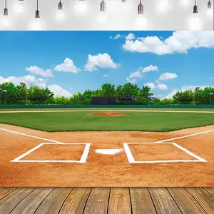 7X5FT Baseball Backdrop Baseball Field Stadium Photo Background  Theme Birthday  Shower Party Decoration Outdoor Party Boys Adults Portrait Baseballs  Banner