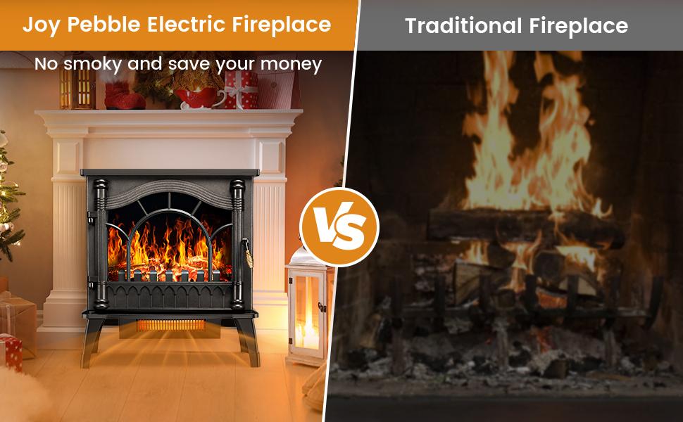 R.W.FLAME Electric Fireplace Heater , 20" Freestanding Fireplace Infrared Stove, 3D Realistic Flame Effects, Adjustable Heating Mode, Overheating Safe Design, Black, ETL Certified