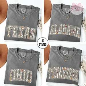 Comfort Colors Leopard All States T-Shirt, Custom State Name Graphic Tee, College Leopard Print Shirt, Personalized Gift for Her, Unisex Cotton Top, Trendy Preppy State Pride Tee, Cute Game Day Outfit - DPCLICK