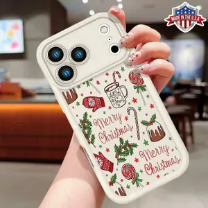Cute Christmas Candy Holiday Pattern Aesthetic Case for iPhone 17 16 15 14 Pro Max 13 12 11 XR XS Plus Air Slim Shockproof Anti Drop Protective TPU Cover