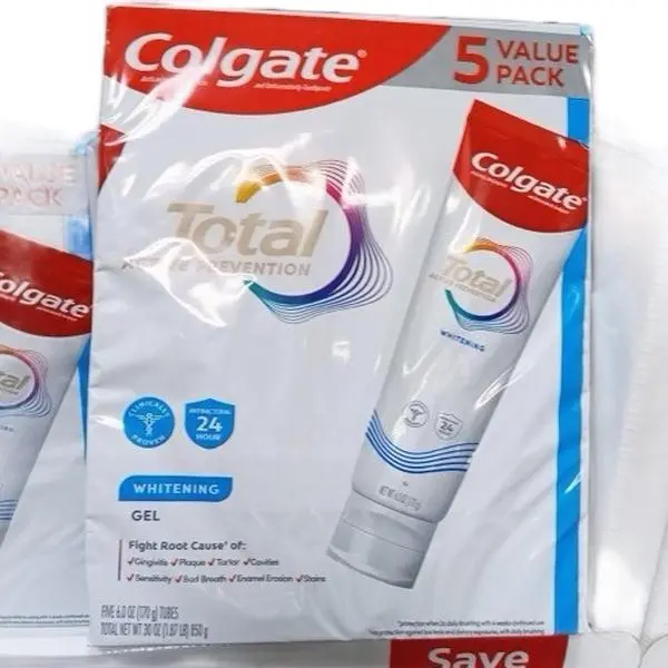 Colgate Total Whitening Gel 5 Value Pack - White Red Colgate Total Toothpaste for 24 Hour Protection