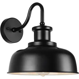 Solar Barn Light for Outside, Dusk to Dawn Outdoor Wall Lights Solar Powered, Farmhouse Exterior Wall Sconce, Industrial Outside Lighting Fixture, Rustic Lantern for Garage, Barn, Shed