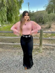 KAYLIN COLD SHOULDER FRINGE BODYSUIT