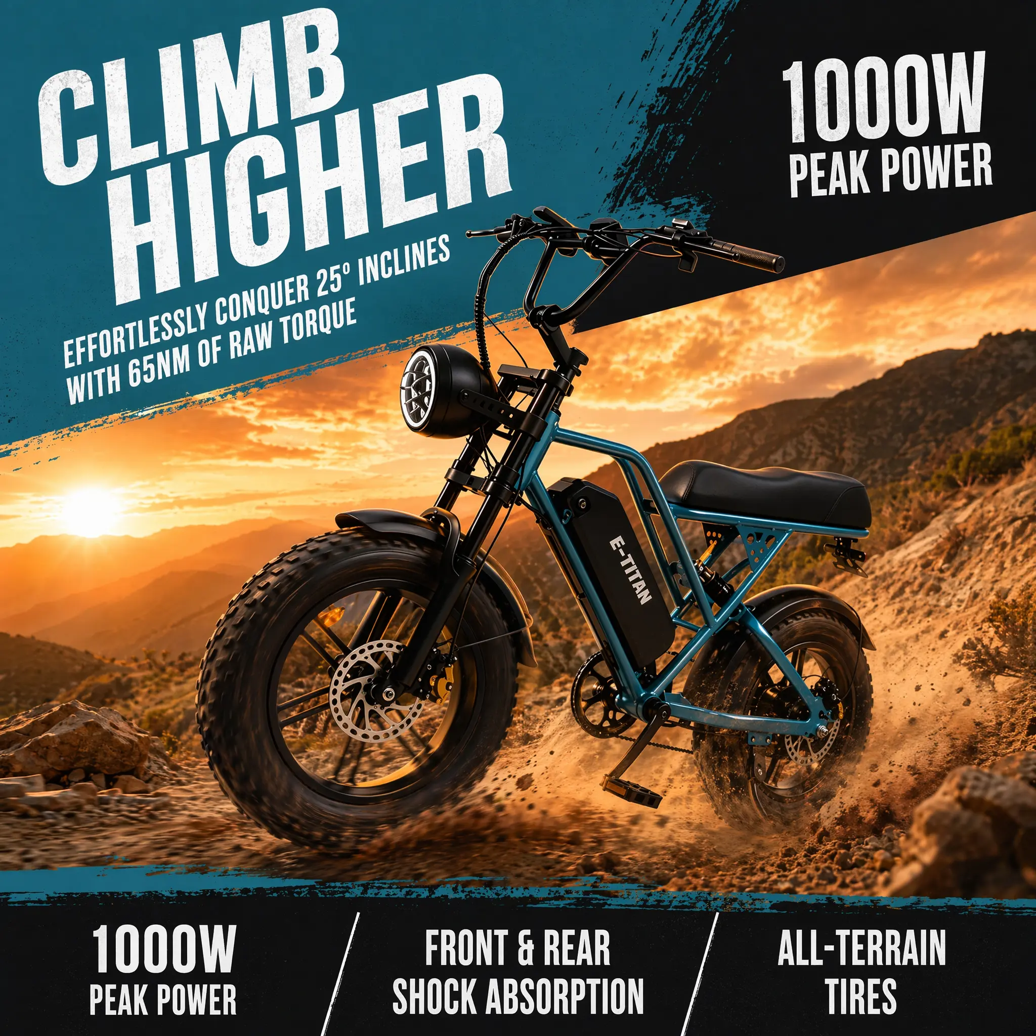 G60mini Classic Retro Fat Tire Ebike for Adults - 1000W Electric All Terrain Bicycle, 15Ah Removable Battery, Dual Suspension, 16-in Fat Tires, 20MPH Top Speed, 30+ Mi Range, LED Headlights, UL2849 Certified, Dual Suspension Ebike