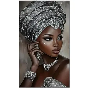 1pc 40x70cm(16x28 inch) Elegant African woman DIY Diamond Painting Kit for Adults ,Full Round Diamond Mosaic Art, Diamond Art Kits,Handmade Gifts Home Decor