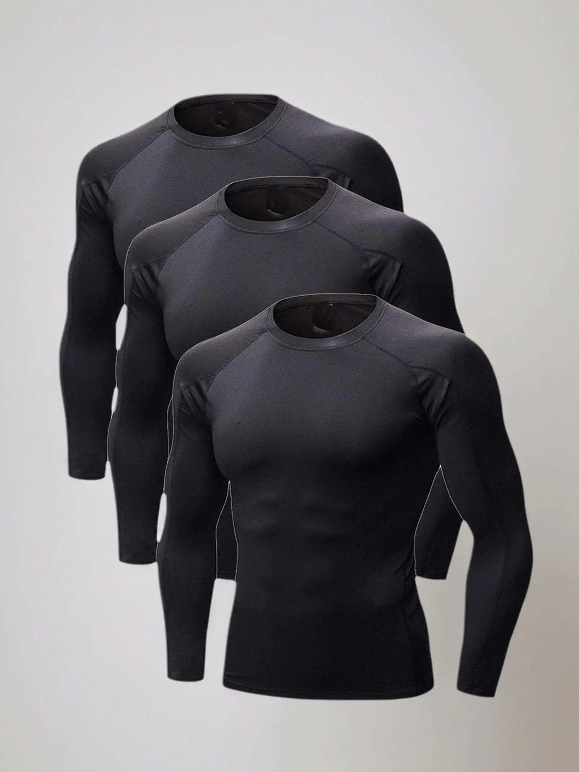 Men's Solid Raglan Sleeve Compression Top, Breathable Long Sleeve Base Layer T-shirt Thermal Underwear for Spring Fall & Winter, Men's Clothes for Daily Wear springtok Crewneck Menswear