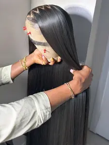 Bling Hair 180 Density 13x4 13x6 HD Transparent Smooth Straight Lace Front Human Hair Wigs 32 34 Inches 4x4 Lace Closure Wigs For Women