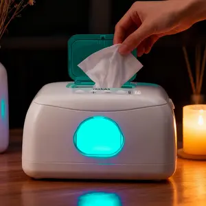 Thermostatic wet wipe heater, USB portable charging with visible window, large capacity 24-hour constant temperature heating, with night light display, energy-saving, Christmas gift.