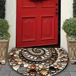 Pebble Print Welcome Mat - Non-Slip Half-Round Doormat for Indoor/Outdoor - Easy Clean, Durable for Entryway, Patio & Bathroom Flooring Matting Foot Traffic