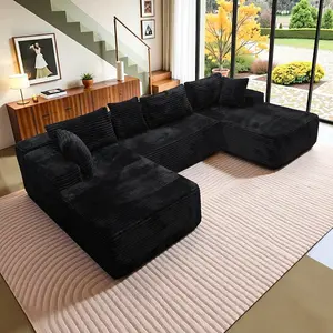 【3 Packages shipping】118" U-Shape Boneless  Sectional couch,Modular cloud couches with chaise lounges,6 Soft Pillows(3L/3S),Modern UpholsteredSofa for Livingroom Apartment,NoAssembly Required,Deep seat, Plush Corduroy Fabric