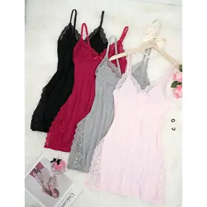 3-pack Women'S Solid Color Lace Pajamas, Sexy Lace Nightgown Set - V-Neck, Stretch Fabric, Solid Color Pajamas with Contrast Lace Detailing, Elegant Home Wear for All Seasons, Adult Sleepwear|Vneck Design|Stretchy Fabric