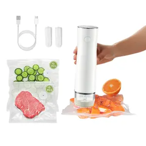【Summer Vibes 】Vacuum Sealer Pump with Food Storage Bags，Cordless Rechargeable Vacuum Sealer for Compression & Sealing，Handheld Saver Vacuum Sealer Machine with 30 Reusable Bags for 5X Preservation & Fresh