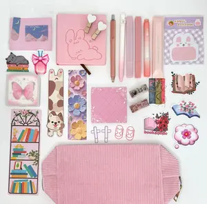 Pink pastel stationery set