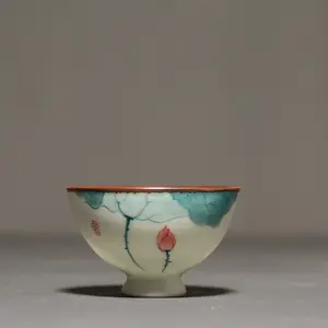 Hand-Painted Powder Blue Celadon Teacup with Luxury Gift Box – Premium Jian Ware Porcelain Kung Fu Master Cup, Single Ceramic Tasting Tea Mug