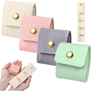 4Pcs Travel Jewelry Organizer, Jewelry Travel Case, Small Jewelry Box Roll Bag with Buckle, Foldable Multifunctional Travel Jewelry Pouch for Earrings, Rings, Necklaces storage organization