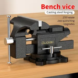 OuDiSi 3.5" Quick-Adjust Worktable Vise - Heavy-Duty Industrial-Grade Steel, 270° Rotating Non-Slip Jaw, No Assembly Needed, Multi-Functional Bench Vise for Precision Work & DIY Projects, Durable Steel Construction
