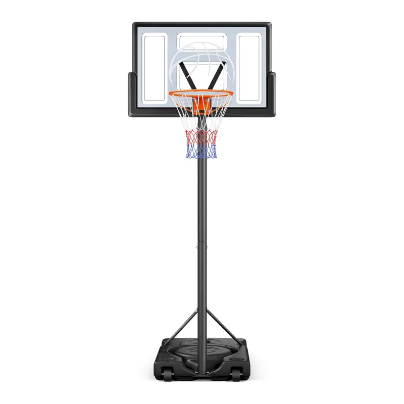 Yohood Basketball Hoop Outdoor 10ft Adjustable, Portable Basketball Hoop Goal System for Kids Youth and Adults in Backyard/Driveway/Indoor, 44 Inch Shatterproof Backboard and Larger Base