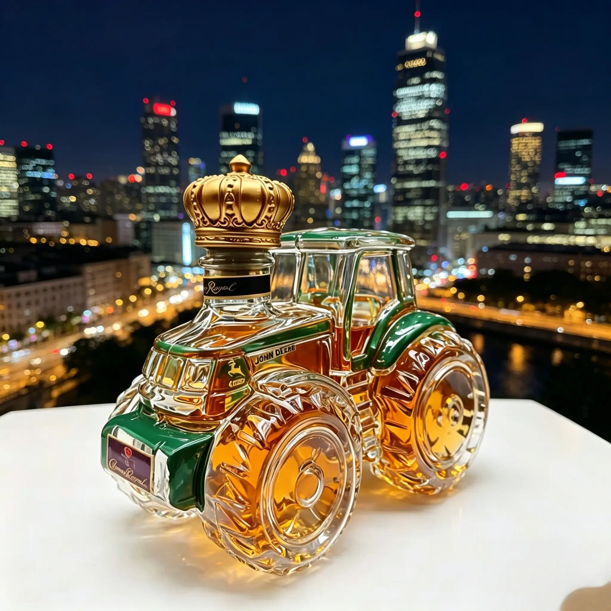 Novelty Tractor Design Glass Whiskey Bottle, Decorative Collectible, Perfect for Bar Shelf, Man Cave and Home Decoration, Unique Gift Idea