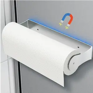 Magnetic Paper Towel Holder for Fridge, Magnet Paper Towel Holder for Kitchen Refrigerator Rv Grill Camping, Stainless Steel, Silver