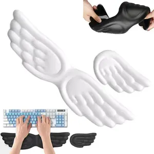 Angel Wings Shaped Keyboard Mouse Wrist Rest Wing Memory Foam Anti-slip Silicone Ergonomic Wrist Guard Table Mat Mouse Pad Set