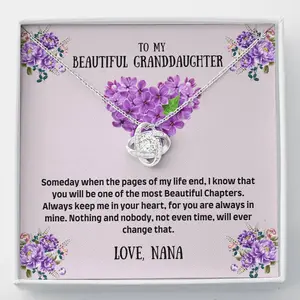 To My Granddaughter Necklace, Granddaughter Gifts From Grandma Grandmother Or Grandpa Grandfather, Jewelry Gifts For Granddaughter Birthday, Graduation, Interlocking Heart Necklace For Granddaughter