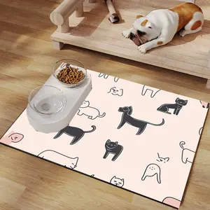 Kitten pattern printed feeding mat, training mat, pet rest mat. Suitable for family pets such as dogs and cats to eat, train, drink, holiday gifts, durable pet mats, and pet accessories.