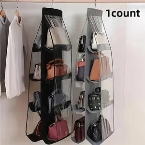 Multi-Layer Handbag Organizer with 8 Pockets, Foldable Oxford Fabric Hanging Storage Rack, Space-Saving Closet Organizer for Bags Wallets Accessories, Pouch Holder