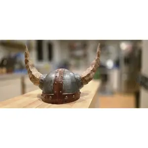 Handcrafted battle damaged viking helmet. Authentic Battle Replica for Cosplay, LARP, and Display