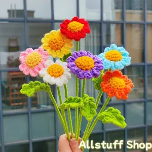 10 Small Daisy Hand-Woven Bouquet Chamomile Wool Crochet Flowers Artificial Flowers for Girlfriends And Besties Gifts Finished Artificial Flowers Hand-Crocheted Artificial Flowers Wool Flowers Wedding Anniversary Gift Birthday Living Room