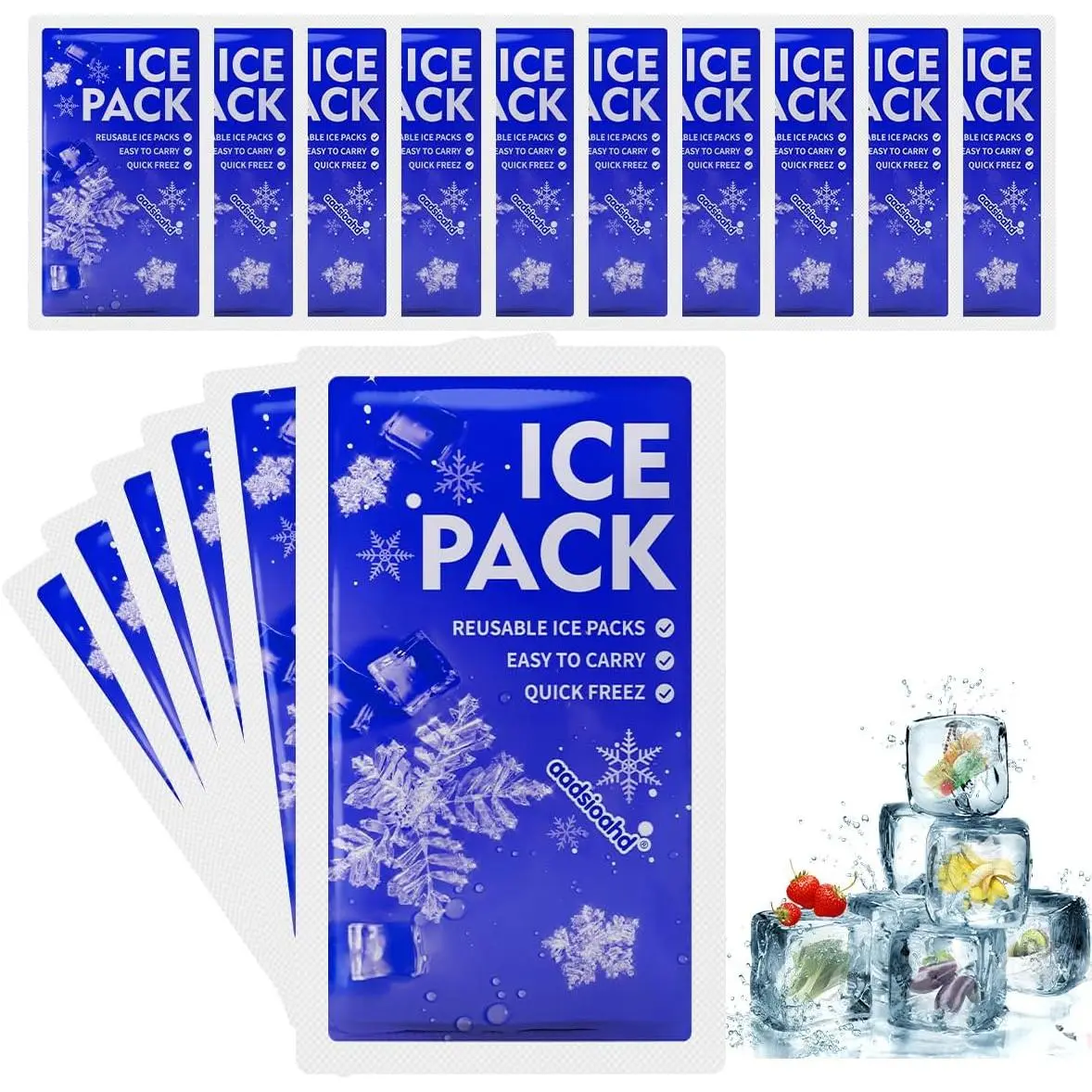 Dry Ice Packs for Shipping,Ice Packs for Lunch Boxes & Coolers,4.3x7.3in Long-Lasting Water Absorption Cold Packs, & Drinks Cooler Packs for Insulated Bags, Picnic, Travel,Camping