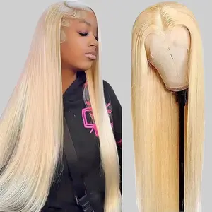 613 Lace Front Wig Human Hair Blonde 13X6 HD Transparent Lace Front Wigs Human Hair 180% Density Blonde Glueless Wigs Human Hair 613 HD Straight Lace Frontal Wigs Human Hair Pre Plucked